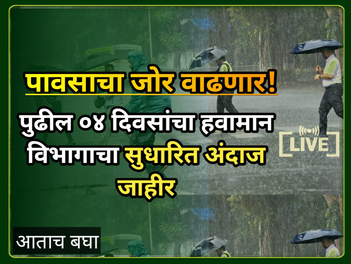 जोरदार पावसाचा इशारा, पुढील ४ दिवसांचा हवामान विभागाचा हवामान अंदाज जाहीर IMD update