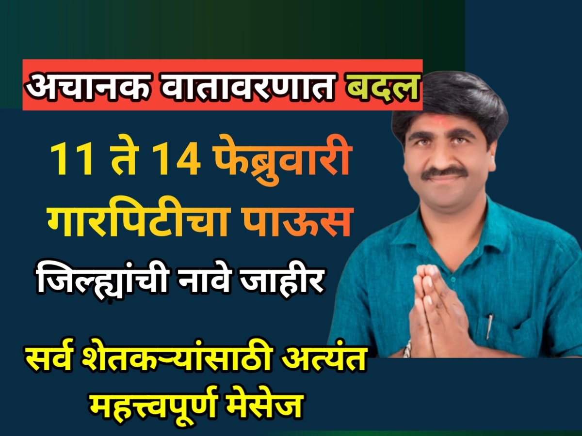 Havaman Andaj: 11 ते 14 फेब्रुवारी दरम्यान जोरदार गारपिटीचा इशारा! जिल्ह्यांची नावे जाहीर Havaman andaj